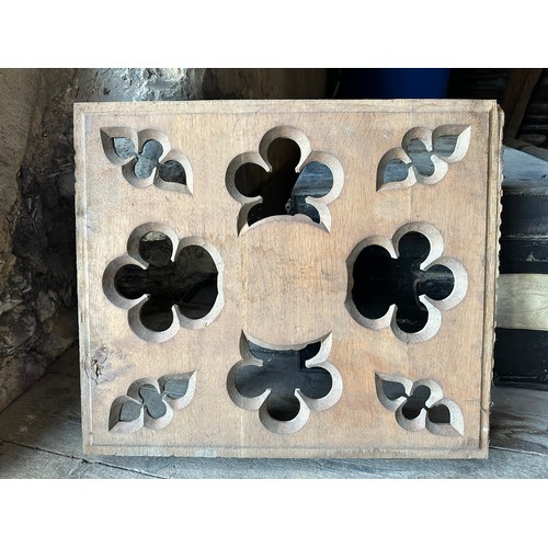 170 - Carved oak panel with Yorkshire rose to centre, ex Beverley Minster. 58.5 x 51cm.