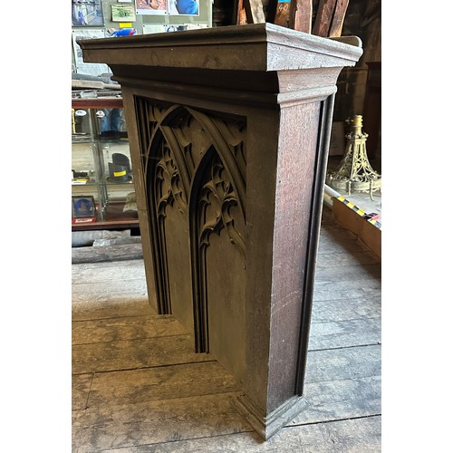 173 - Carved oak lectern, ex Beverley Minster. 116cm h x 94cm w x 28cm d