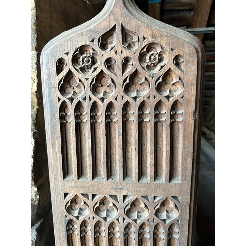 174 - A very well carved 19thC oak pew end ex Beverley Minster 143h x 43w x 18cm d.