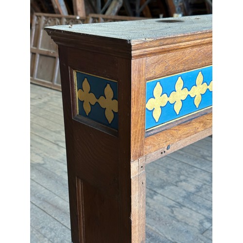 175 - A decorative oak and painted alter surround from St Katherine’s  chapel Beverley Minster 189w x 26d ... 