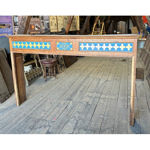 175 - A decorative oak and painted alter surround from St Katherine’s  chapel Beverley Minster 189w x 26d ... 