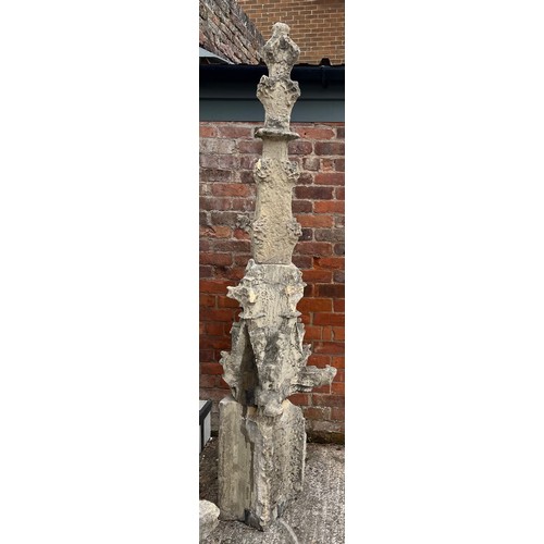 201 - A three piece Tadcaster stone pinnacle from Beverley Minster dating from the 1300’s with leaded join... 