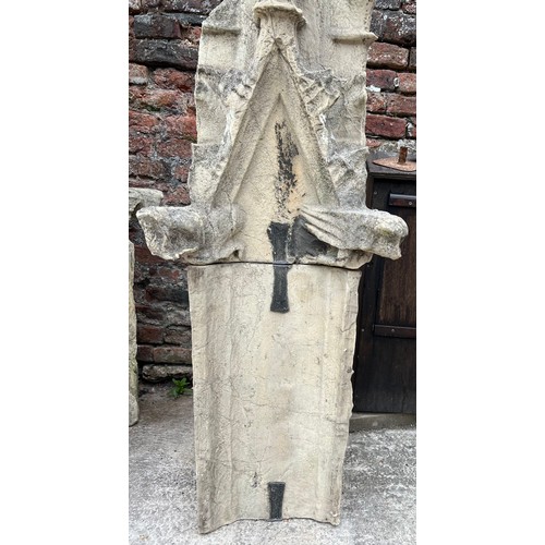 188 - A two piece Tadcaster stone pinnacle from the lesser south transept of the west elevation of Beverle... 