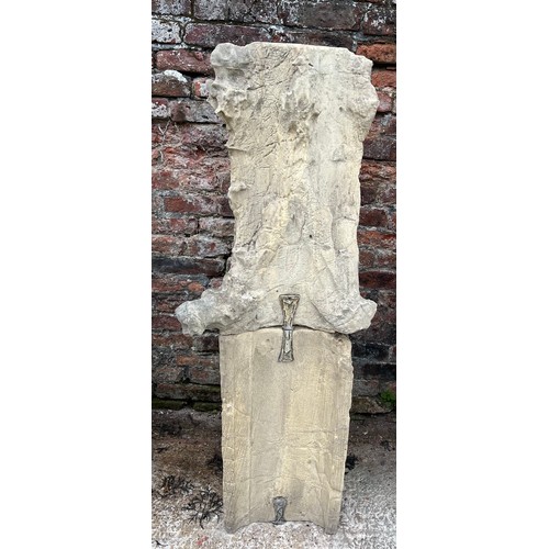 189 - A two piece Tadcaster stone pinnacle from Beverley Minster dating from the 1300’s. 130cm h x 50cm w.