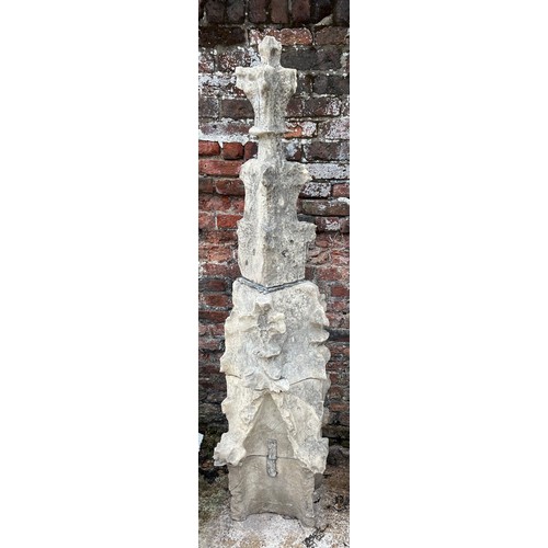 203 - A four piece Tadcaster stone pinnacle with lead fixings from Beverley Minster dating to the 1300’s. ... 