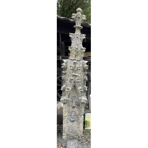 A four piece Tadcaster stone pinnacle from the South Knave roof of Beverley Minster dating from the 1300’s. 210cm h x 42cm w.