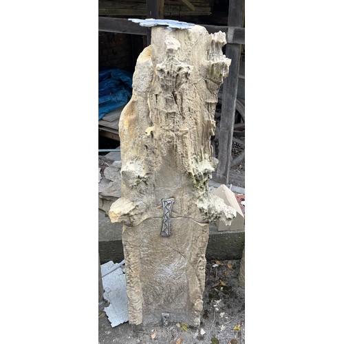 190 - A two piece Tadcaster stone pinnacle dating from the 1300’s with lead fixings from South Knave to th... 