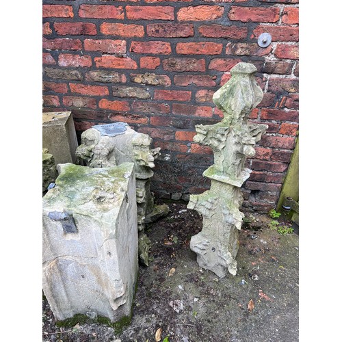 187 - A three piece Tadcaster stone pinnacle with lead fixings dating from the 1300’s from the South Trans... 