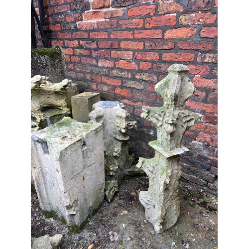 187 - A three piece Tadcaster stone pinnacle with lead fixings dating from the 1300’s from the South Trans... 