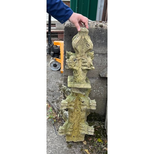 187 - A three piece Tadcaster stone pinnacle with lead fixings dating from the 1300’s from the South Trans... 