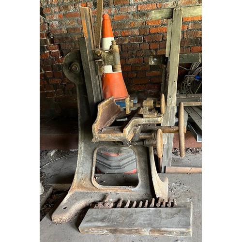 157 - A hand mortising machine complete with a selection of chisels. Originally for use in Beverley Minste... 