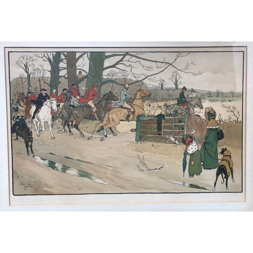 52 - Cecil Aldin (1870-1935) A collection of 4 hunting scenes all with pencil signatures to lower left im... 