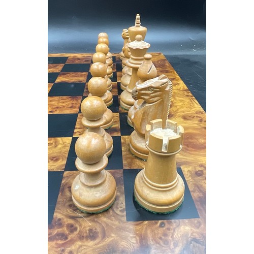 55 - A wooden chess set with complete pieces made by Masenghini Bergamo.