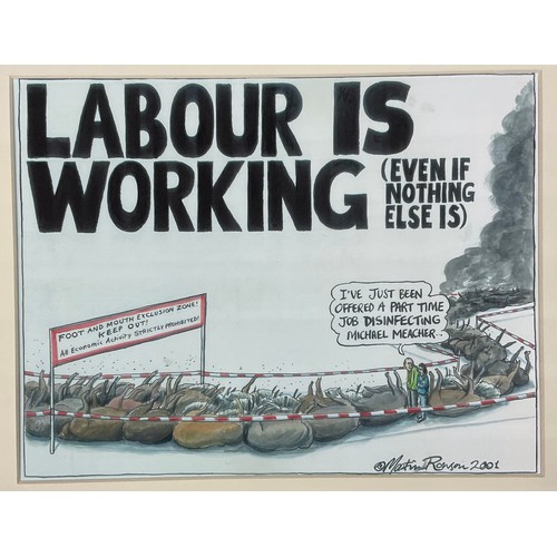 59 - Two original comedic drawings by Martin Rowson to include 'International Maypoles Inc.' and 'Labour ... 