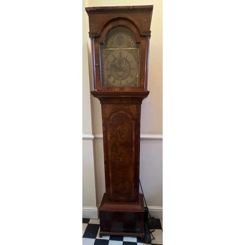 70 - A brass faced eight day walnut  longcase clock by Cartwright of Lombard Street, London. With date ap... 