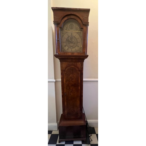 70 - A brass faced eight day walnut  longcase clock by Cartwright of Lombard Street, London. With date ap... 