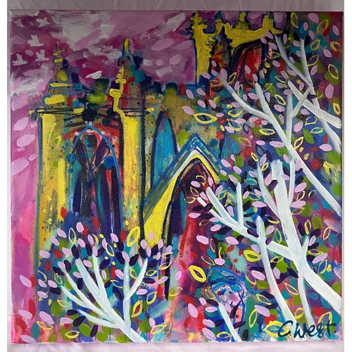 72 - Claire West (b.1968) Local artist. A painting on canvas of St Marys Church, Beverley. 40 x 40cm.