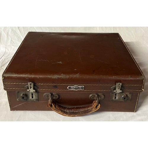 80 - A vintage suitcase and miscellaneous contents to include Gallery of Engravings, The Battle of Life, ... 