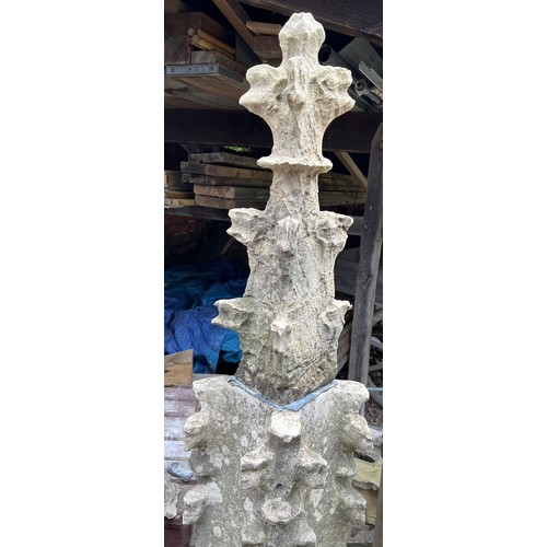 198 - A three piece Tadcaster stone pinnacle dating from the 1300’s with lead fixings from the South Knave... 