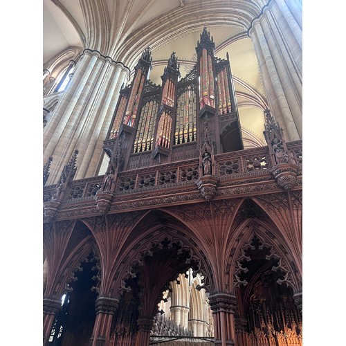 169 - Carved oak panel with Yorkshire rose to centre, ex Beverley Minster. 58.5 x 51cm.