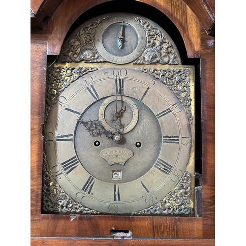 70 - A brass faced eight day walnut  longcase clock by Cartwright of Lombard Street, London. With date ap... 