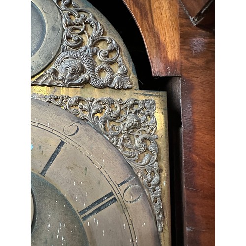 70 - A brass faced eight day walnut  longcase clock by Cartwright of Lombard Street, London. With date ap... 