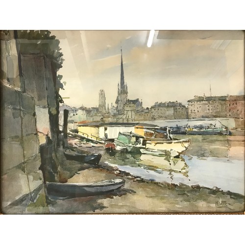 1308 - A pair of water colours, Hull Docks estimated to be dated in the mid-19th Century artist unknown 22c... 