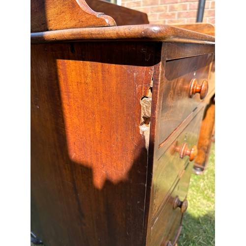 26 - Mahogany desk with upstand to back 2 over 3 drawers, 165cm w x 54cm d x 191cm h.