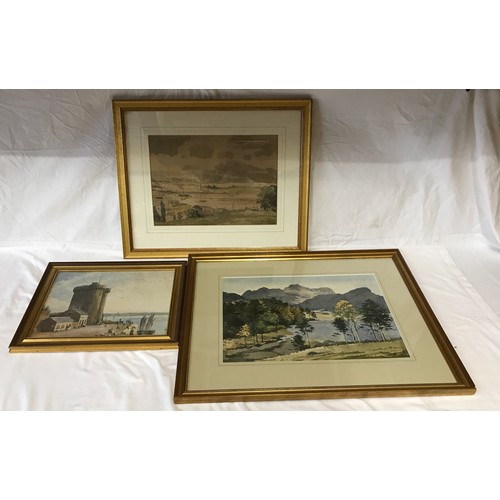 1312 - A collection of three paintings to include Sam Chadwick (1902-1992) watercolour landscape of lake, t... 