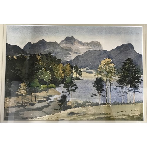 1312 - A collection of three paintings to include Sam Chadwick (1902-1992) watercolour landscape of lake, t... 