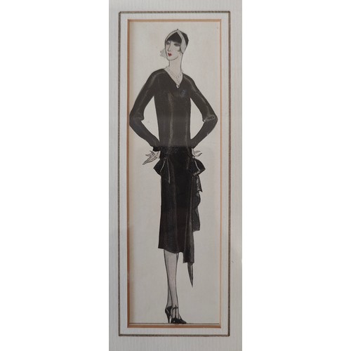 1279 - Two pairs of Art Deco prints in matching frames, one pair both of a lady in black dress the other on... 