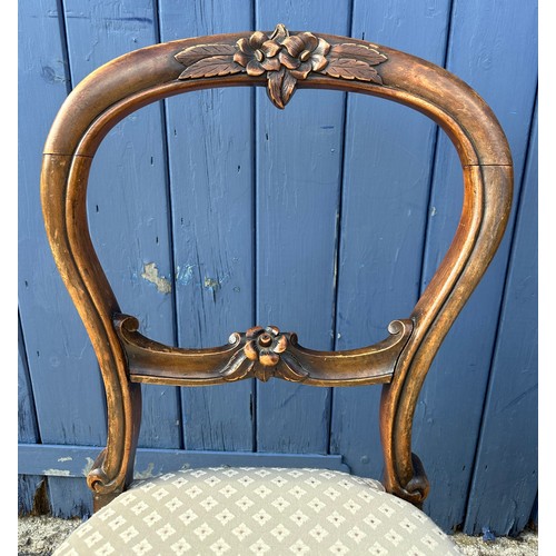 48 - Pair of Victorian mahogany balloon back dining chairs 84cm h approx 46cm to seat.