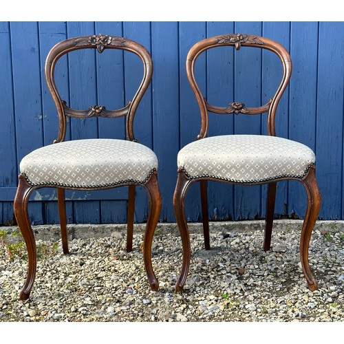 48 - Pair of Victorian mahogany balloon back dining chairs 84cm h approx 46cm to seat.