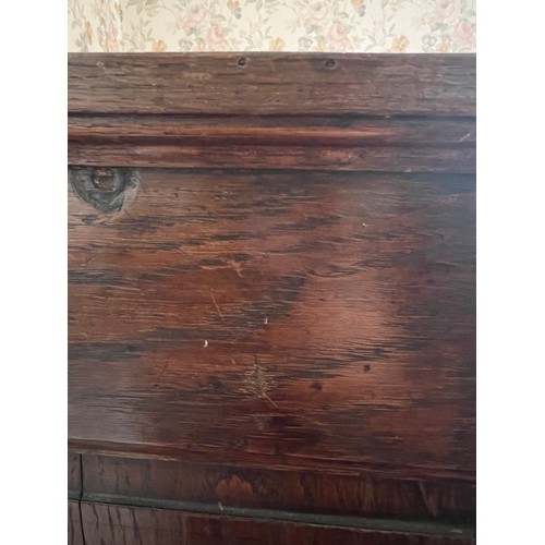 52 - A 19thC oak five height chest of drawers with bracket feet. 78.5cm w x 48.5d x 98h.