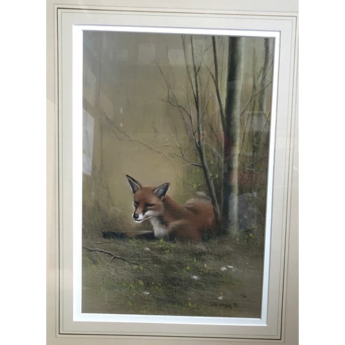 1284 - John Naylor (b.1960) British, a pair of pastels on paper one of a fox, signed and dated 1997. Image ... 