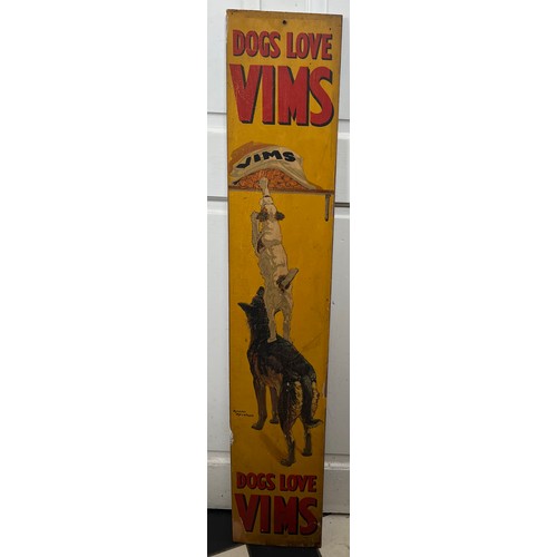 1252 - An advertising poster, ’Dogs Love Vims’ by Harry Rountree. 118cm h x 21.5cm.