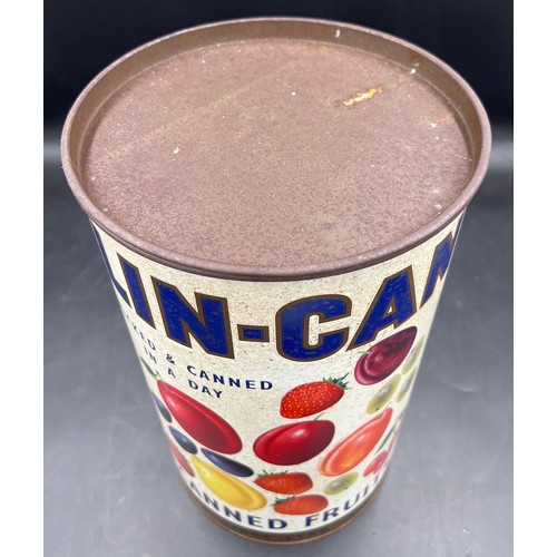 1253 - A Lin-Can cylindrical shop advertising dummy tin for canned vegetables. 37cm h.