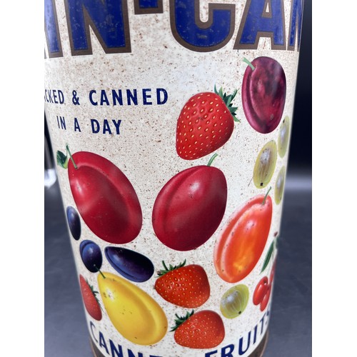 1253 - A Lin-Can cylindrical shop advertising dummy tin for canned vegetables. 37cm h.