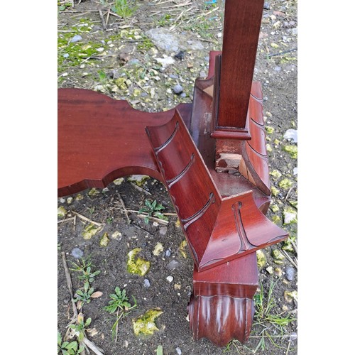 72 - A 19thC mahogany desk with three drawers to the front and red leather top. 125cm w x 59cm d x 46cm h... 