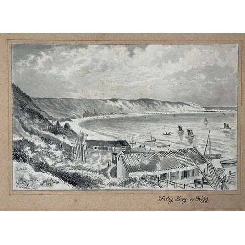 1324 - F. S. Smith (1860-1925). Two pen and ink drawings, “Flamborough, Yorkshire” signed lower left and da... 