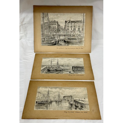 1325 - F. S. Smith (1860-1925). Three pen and ink sketches depicting Hull scenes to include “Sammy's Point,... 