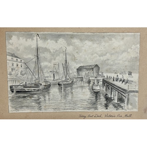 1325 - F. S. Smith (1860-1925). Three pen and ink sketches depicting Hull scenes to include “Sammy's Point,... 