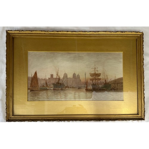 1326 - Watercolour of a Hull harbour scene by A Coleman in a gilt frame, signed lower left, image size 23cm... 