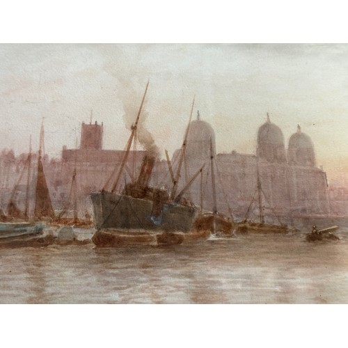 1326 - Watercolour of a Hull harbour scene by A Coleman in a gilt frame, signed lower left, image size 23cm... 