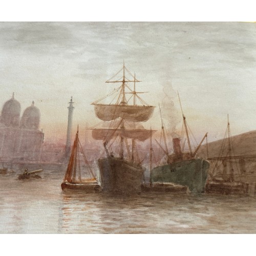 1326 - Watercolour of a Hull harbour scene by A Coleman in a gilt frame, signed lower left, image size 23cm... 