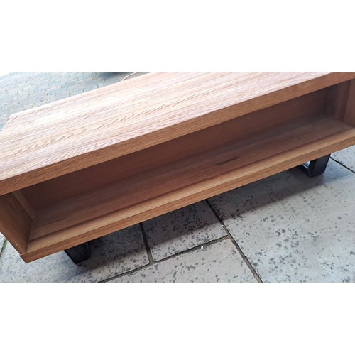 76 - An oak coffee table with two drawers to the front. 43cm h x 120cm w x 60cm d.