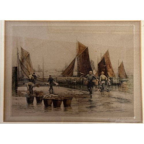 1331 - Henry G Walker, two original etchings,  'The Fish Quay, Brixham' and 'Morning Breezes, Sheringham', ... 