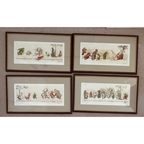 1289 - Arthur 'Boris' Klein (French 1893-1985): four etchings with hand colouring signed and titled in penc... 