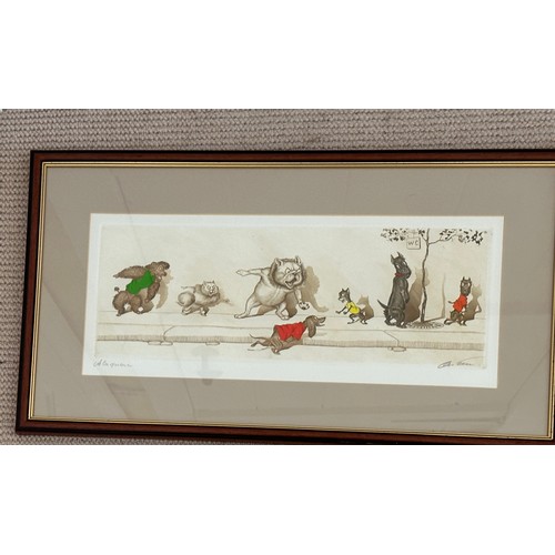 1289 - Arthur 'Boris' Klein (French 1893-1985): four etchings with hand colouring signed and titled in penc... 