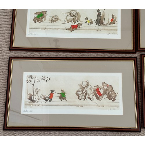 1289 - Arthur 'Boris' Klein (French 1893-1985): four etchings with hand colouring signed and titled in penc... 